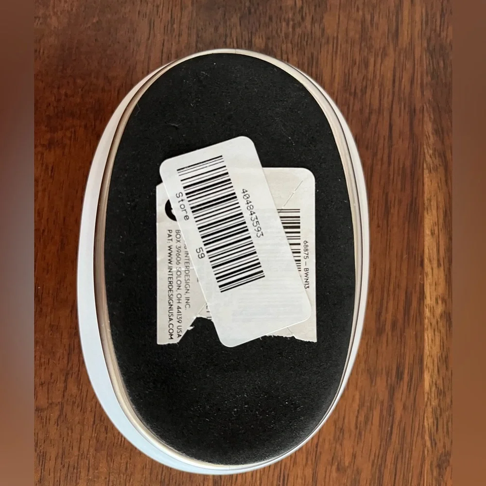Bed Bath and Beyond soap dish. White ceramic and brushed nickel, NWT.